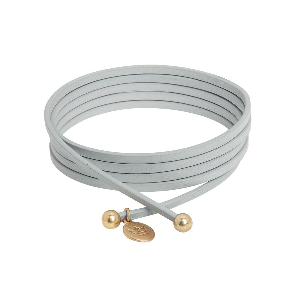 Strap Halskette / Armband - Light grey Leder matt vergoldet