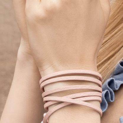 Strap Necklace / Bracelet - Rose leather matt silver plated