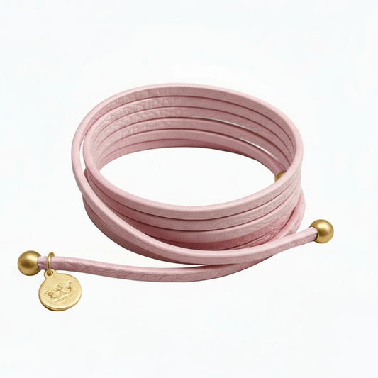 Strap Necklace / Bracelet - Rose leather matt gold plated
