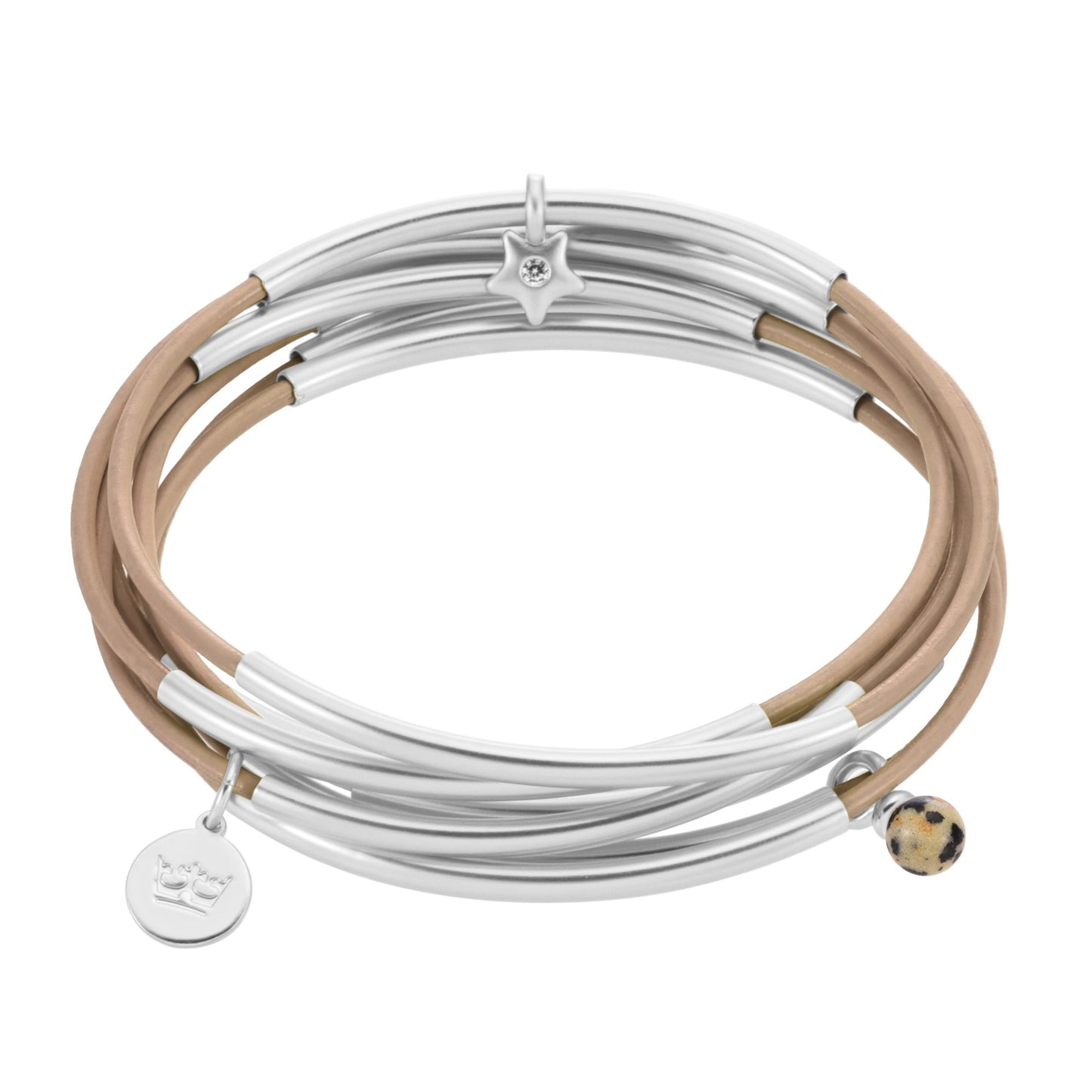 Urban Gypsy Armbänder Taupe Leder matt versilbert