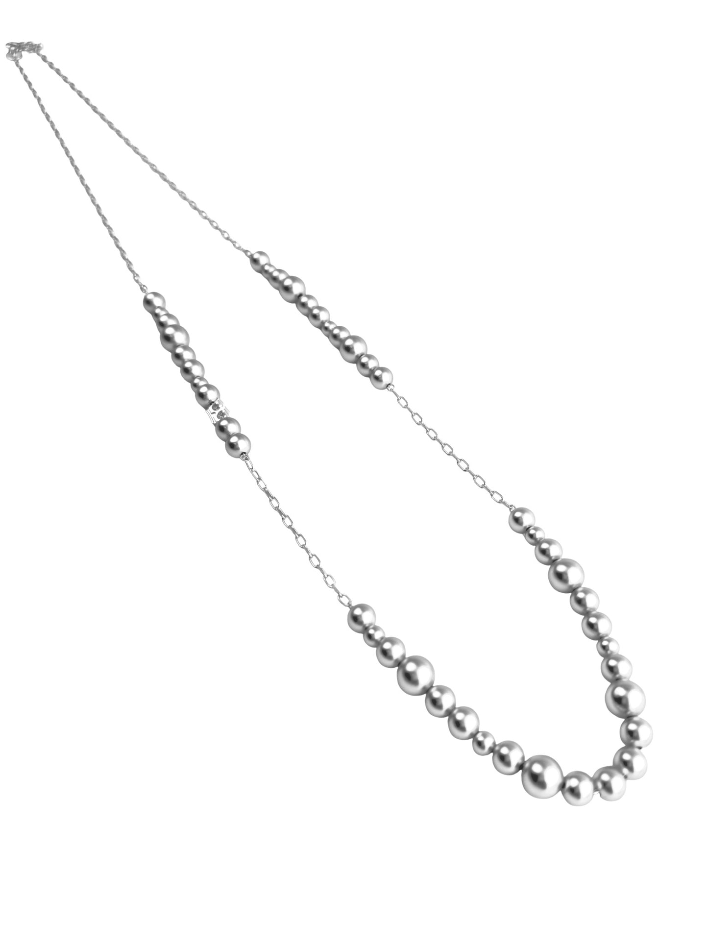 Long Dotti necklace matt silver plated