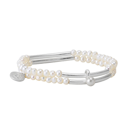 Essentials neue Boho Armbänder mit Süßwasserperlen matt versilbert