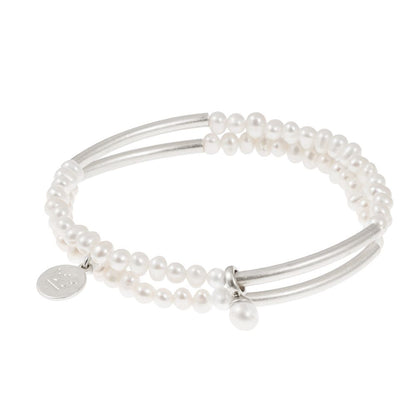 Essentials neue Boho Armbänder mit Süßwasserperlen matt versilbert