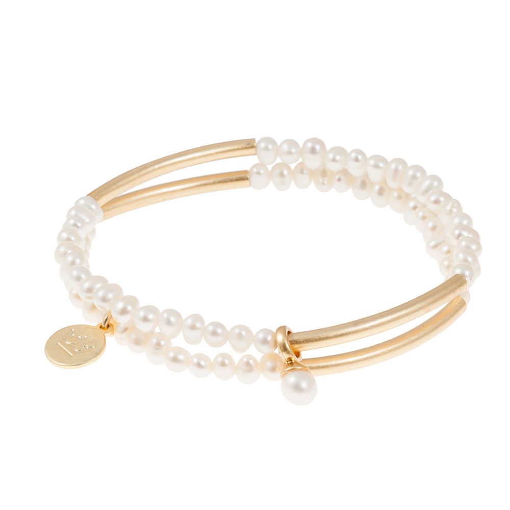 Essentials neue Boho Armbänder mit Süßwasserperlen matt vergoldet