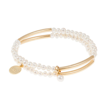 Essentials neue Boho Armbänder mit Süßwasserperlen matt vergoldet