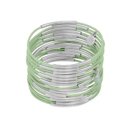 Urban Gypsy bracelets Aquamarine Mint leather matt silver plated