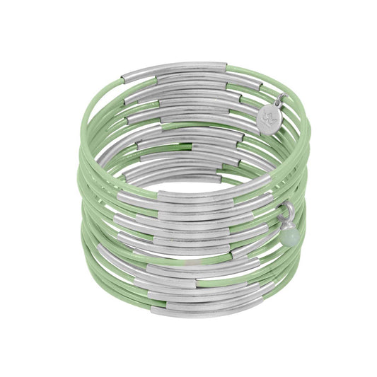 Urban Gypsy bracelets Aquamarine Mint leather matt silver plated