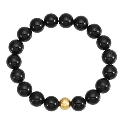 Natursteinarmband mit schwarzem Achat matt vergoldet