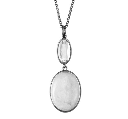 Essentials Celebration charm with Grey Agate, Glass matt silver plated