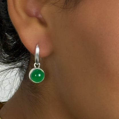 Cherry Ohrringe -  Grüner Quarz matt versilbert