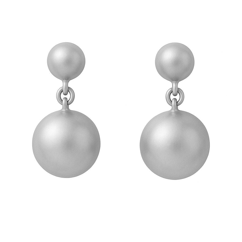 Dotti - ear studs, matt silver plated