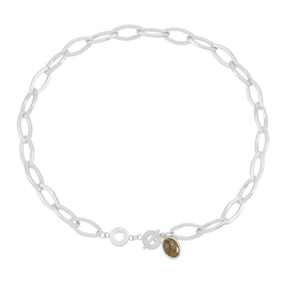 Ally Necklace - Labradorite matt silver plated