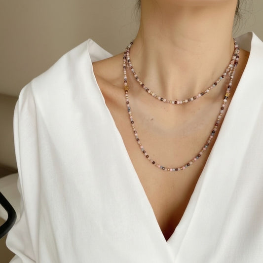 Gemstone Addict Halskette / Wickelarmband - Pastell Multi Matt vergoldet – 92 CM