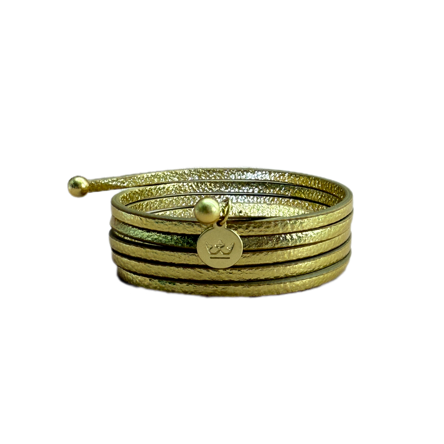 Strap Necklace / Bracelet - Gold leather matt gold plated