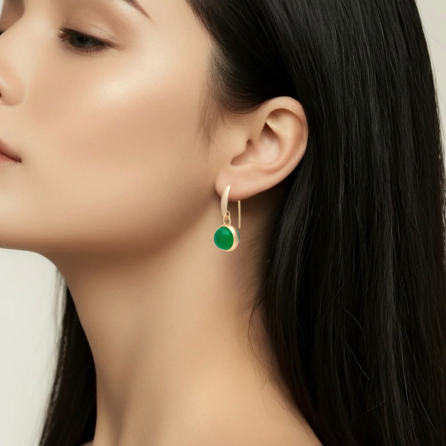 Cherry Ohrringe - Grüner Quarz matt vergoldet