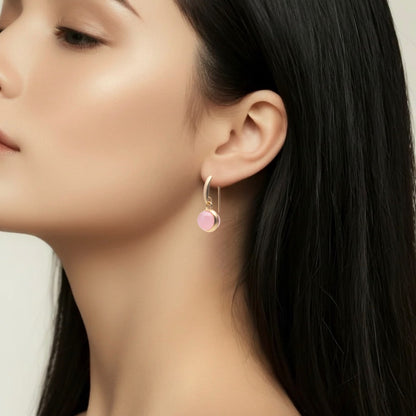 Cherry Ohrringe - Rosenquarz matt vergoldet