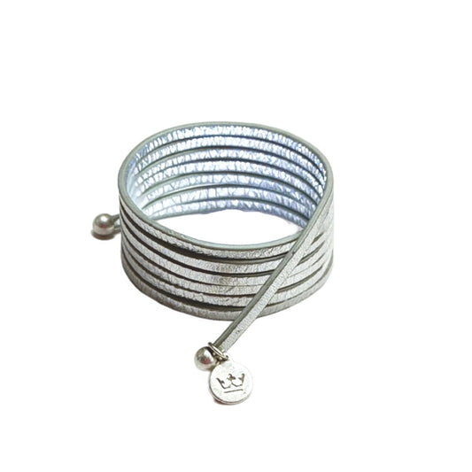 Strap Halskette / Armband - Silver Leder matt versilbert