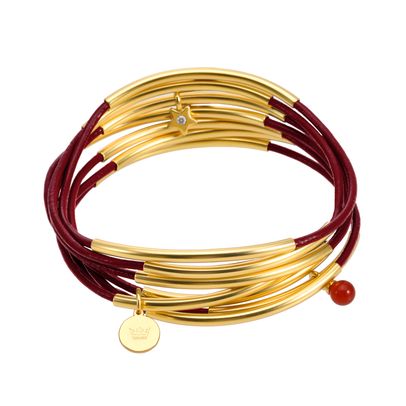 Urban Gypsy Armbänder burgundy Leder matt vergoldet