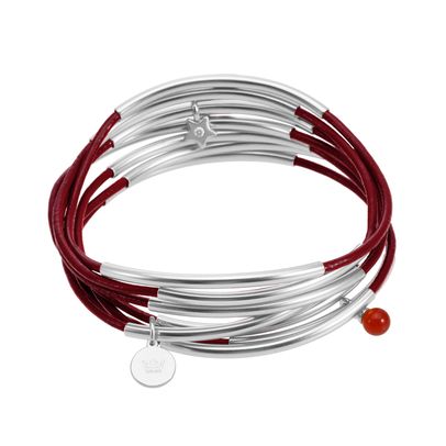Urban Gypsy Armbänder burgundy Leder matt versilbert