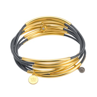 Urban Gypsy Armbänder dunkelgrau Leder matt vergoldet