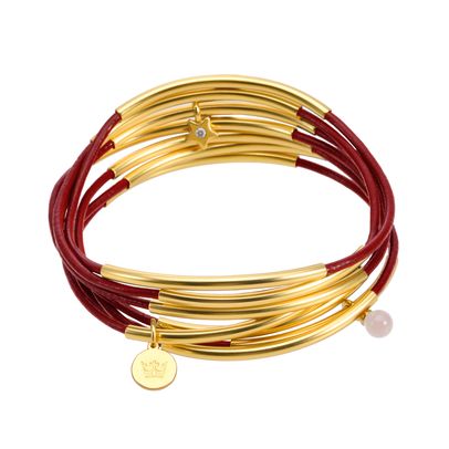 Urban Gypsy Armbänder rot Leder matt vergoldet