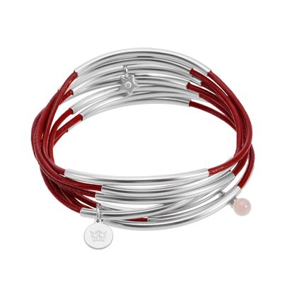 Urban Gypsy Armbänder rot Leder matt versilbert