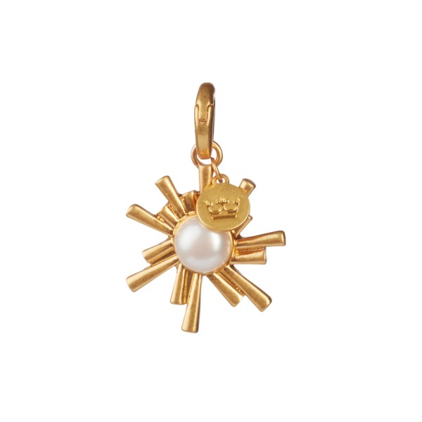Curious Big charm with Pearl white in plated Gold 
