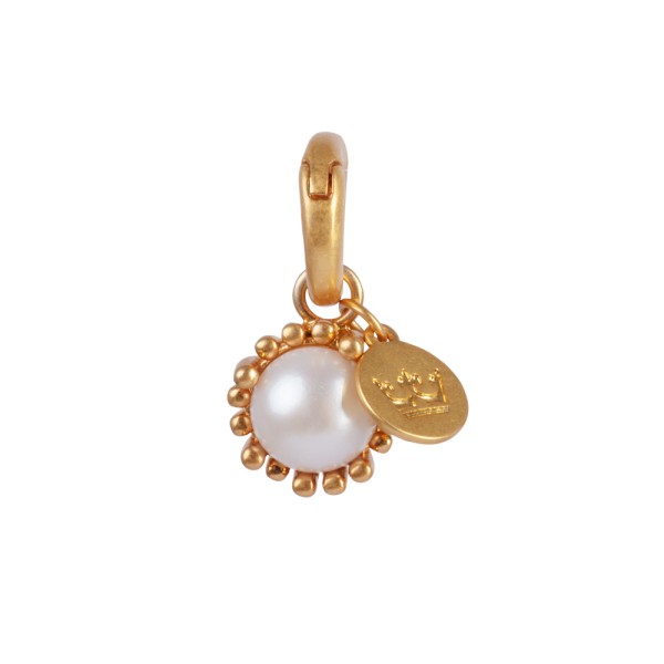 Curious Charm with Pearl white in plated Gold 