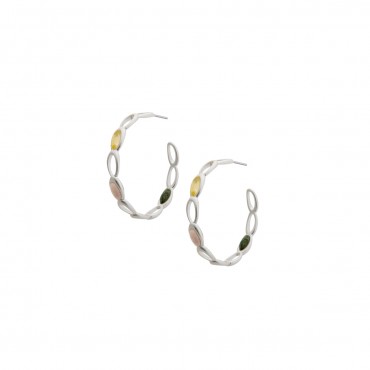 Aurora hoop earrings with natural stones in silver