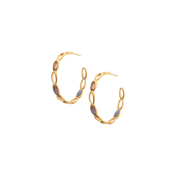 Aurora hoop earrings with natural stones in gold