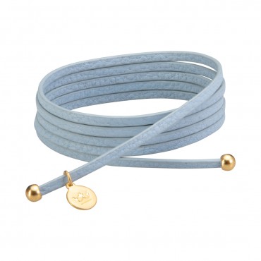 Bohemian Dream 3-pack leather wrap bracelets in baby boy blue matt gold