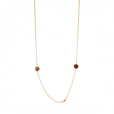 Ombre long necklace w. pink opal, red agate