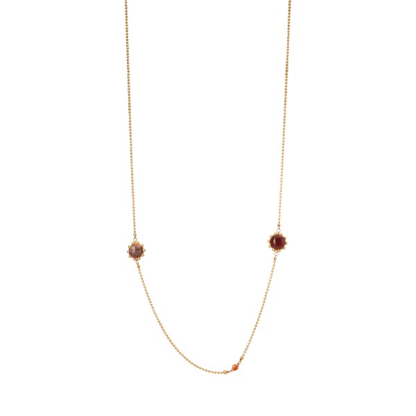 Ombre long necklace w. pink opal, red agate