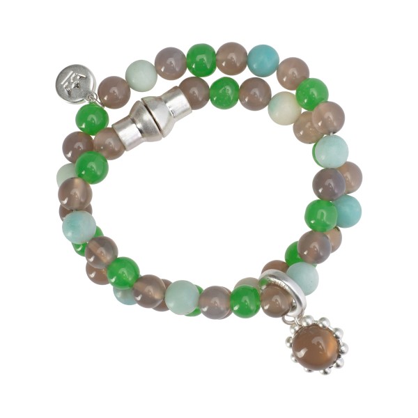 Ombre bangle bracelet w.grey agate, amazonite