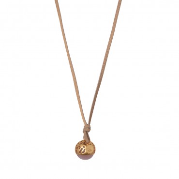 Flora charm with leather necklace - matt gold