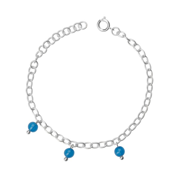 BRIGHT - Anklet with blue beads in silver plated