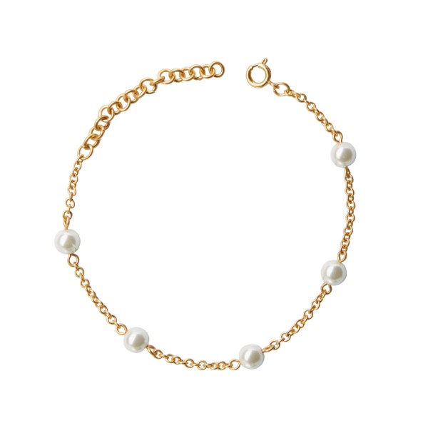 BRILLIANT - Anklet with glass pearl beads in gold plated