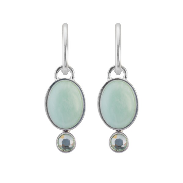 Duo Earrings with Amazonite and Glass in Silver Plated 