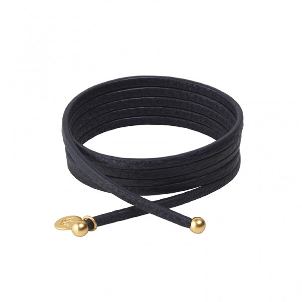 Connection Bracelet in Midnight Blue leather with Gold Plated Brass 