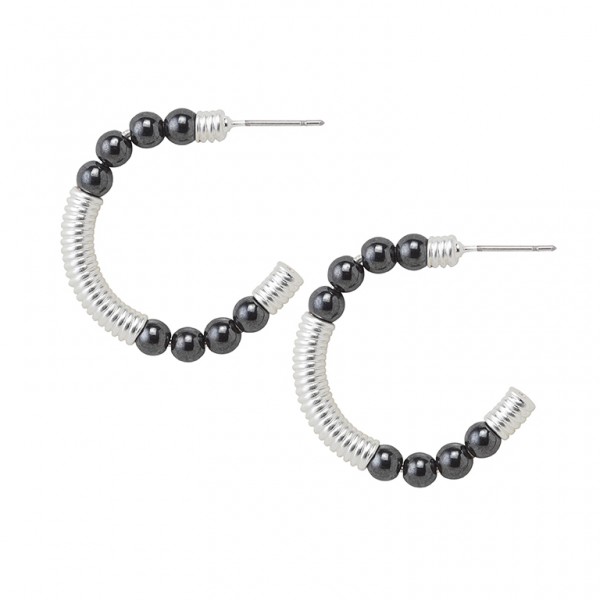UG Earrings with Hematite in Plated Silver 