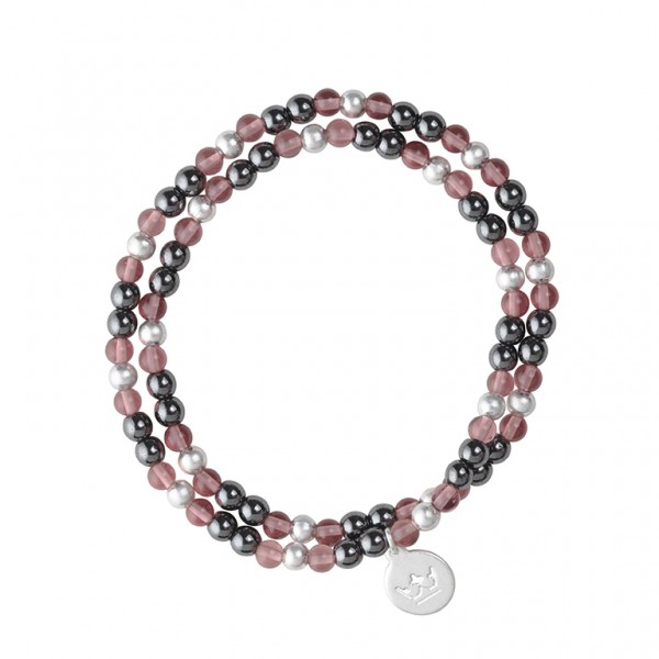 Diversity Beads bracelet with Hematite and glass in plated silver