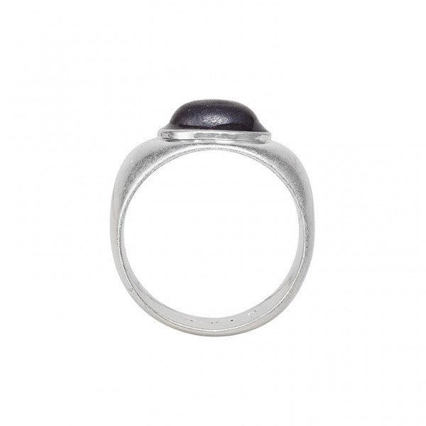 Diversity Beads ring with Hematite in plated silver - size 8