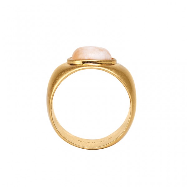 Diversity Beads ring with Rose Aventurine in plated gold - size 8