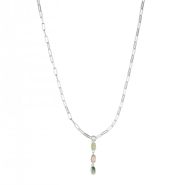 The Griff necklace with Amazonite and Opal glass in plated Silver