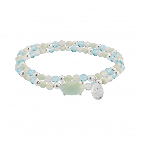 The Griff bracelet with Amazonite and Opal glass in plated Silver