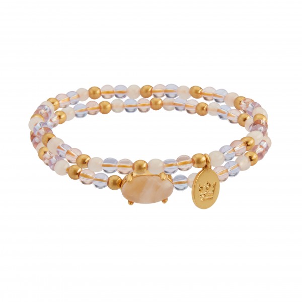 The Griff bracelet with Rose quartz and glass in plated Gold