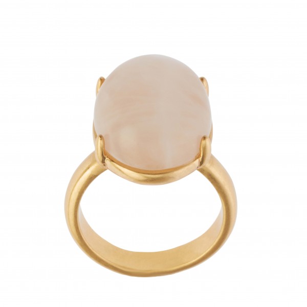 The Griff ring with Rose quartz in plated Gold - size 7
